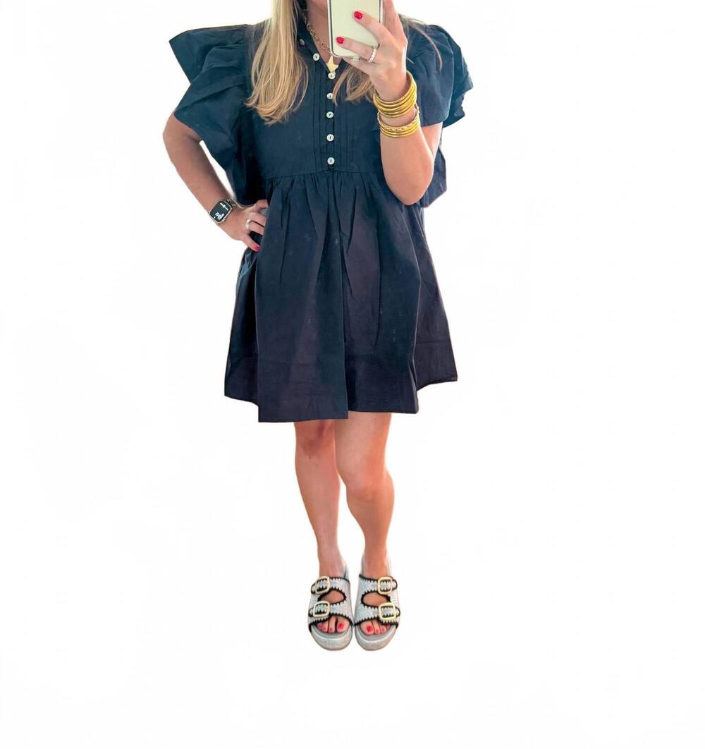 NEW BUCKETLIST women's the elise flutter mini dress in navy